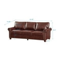 thumbnail image 2 of 3-Seater Sofa, Upholstered PU Leather Sofa Chair with Storage Drawer, Wood Legs, Large Back, Nail Decoration, 82.68"  Modern Accent Sofa Couch for Living Room, Guest Room, Burgundy, 2 of 8