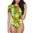 thumbnail image 2 of Goofa St. Patrick's Day3 Printed Women Rash Guard Short Sleeve,Tummy control Swimsuit Surfing Swimsuit Bathing Suit One Piece Swimsuit UPF 50-X-Large, 2 of 9