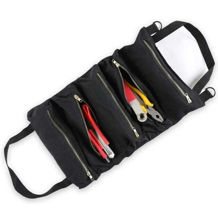 

CFX Multi-Purpose Tool Roll Up Bag Wrench Roll Pouch Canvas Tool Organizer Bucket Compact Tool Roll Pouch With 5 Zipper Pockets