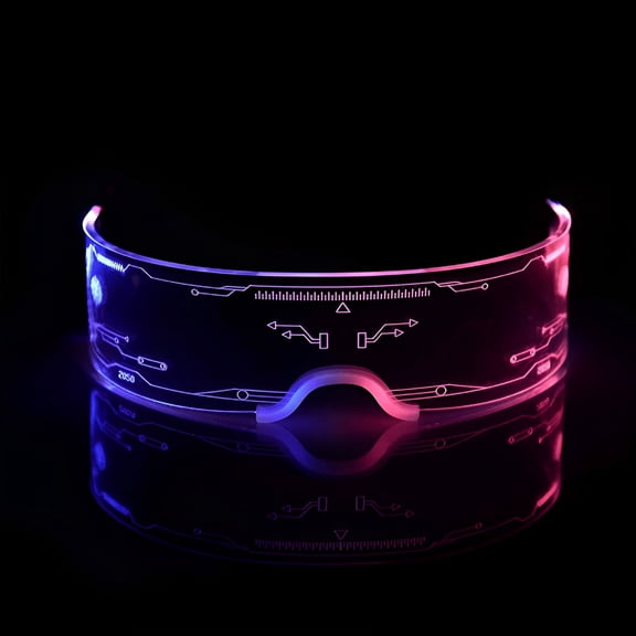 GJX LED Light Up Glasses for Adults, 7 Colors Futuristic Electronic Colorful Luminous Glasses, Party LED Neon Glasses, for Party Concert Live Festival Cosplay