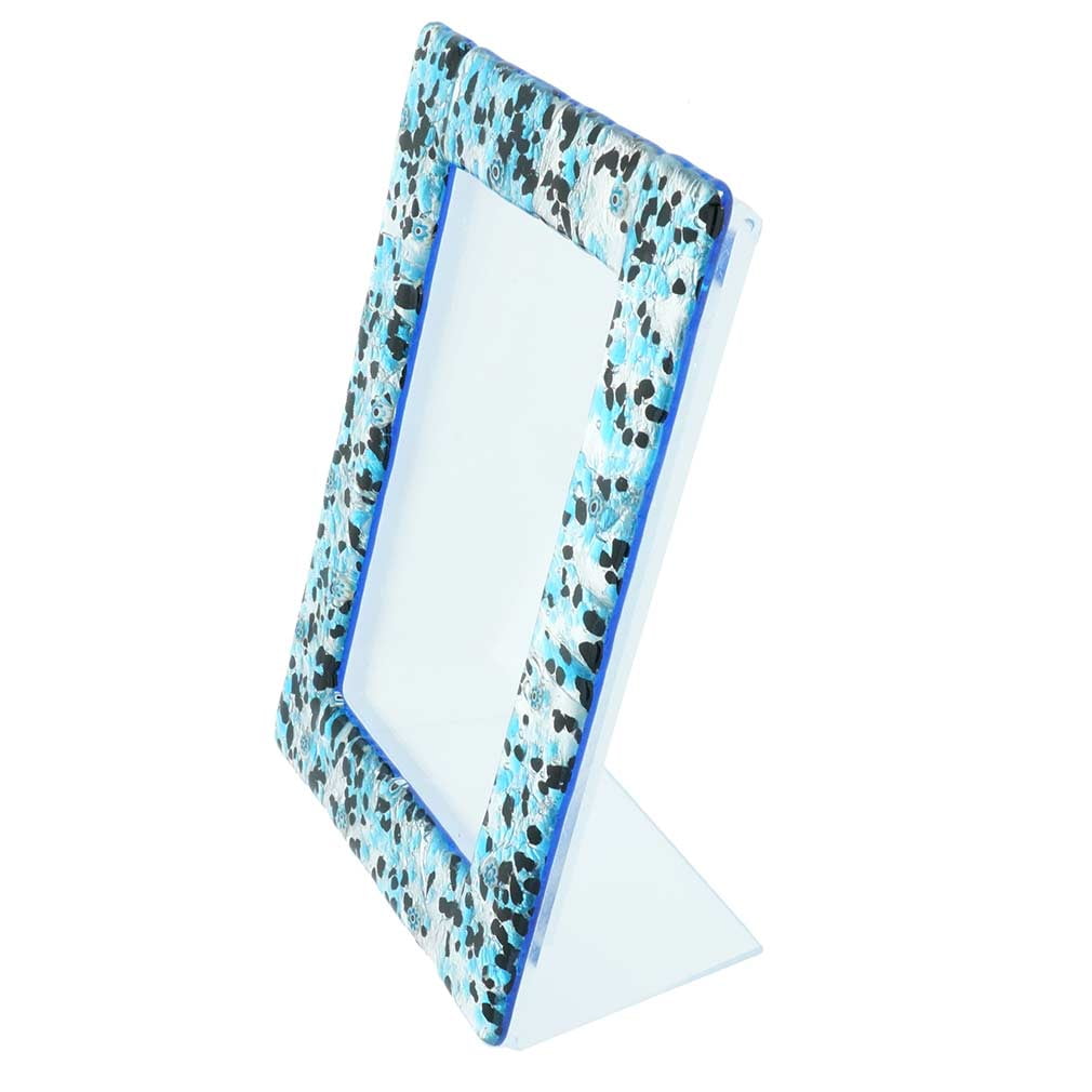 GlassOfVenice Murano Glass Photo Frame 4X6 Inch Silver Blue