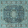 thumbnail image 1 of Ahgly Company Indoor Square Medallion Light Blue Traditional Area Rugs, 7' Square, 1 of 4