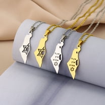 Geometric Ethnic Stainless Steel Israel Map Necklace