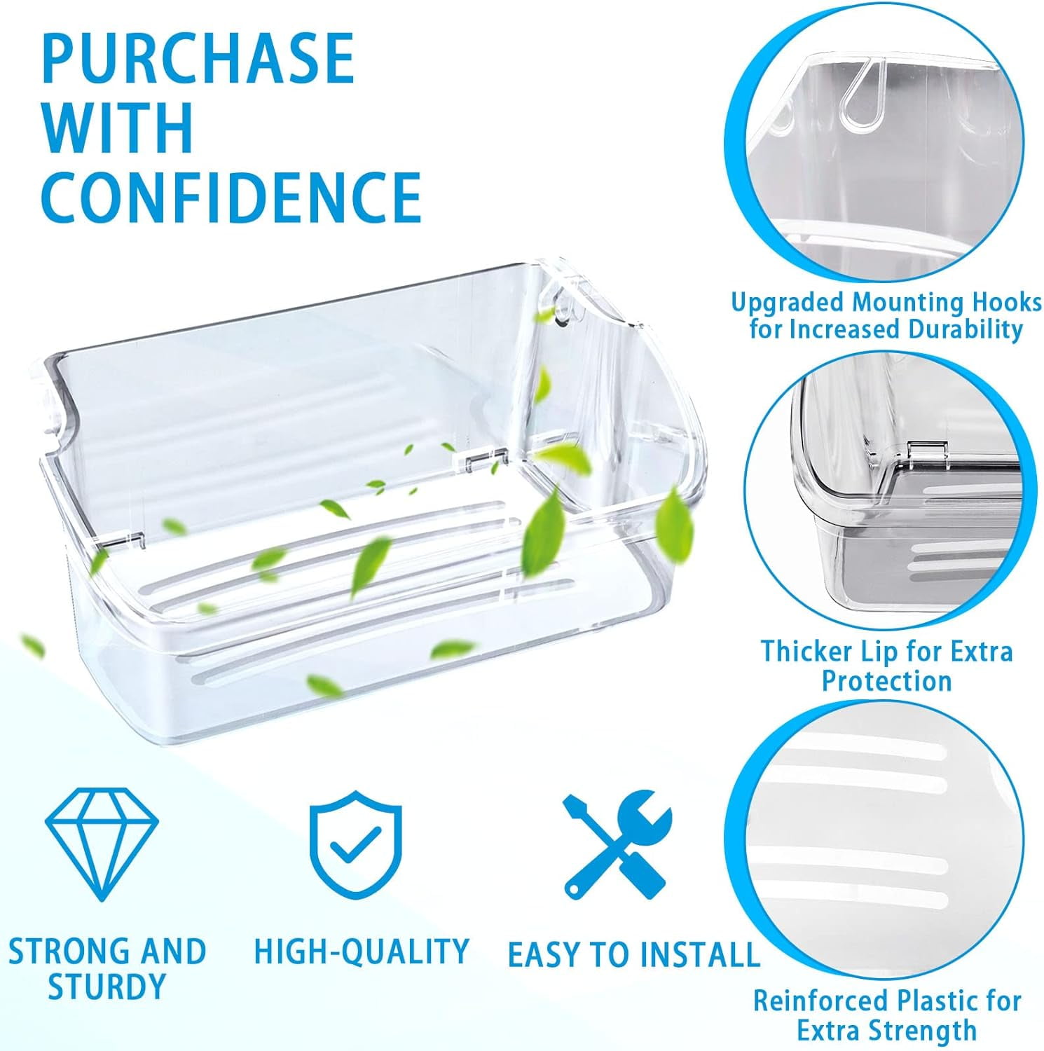 2PCS 240324502 Refrigerator Door Bin Shelf Replacement Compatible with Frigidaire Kenmore Electrolux Fridge Door Shelves Bin Part Fit Model LFSS2312TF0 LFSS2312TE0 LFSS2312TP0 FFSS2315TS0 FFSS2315TS2