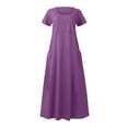 thumbnail image 6 of Dresses For Women Sevevn Women's Summer Short Sleeve Solid Color Soft Comfortable Long Dress, 6 of 6