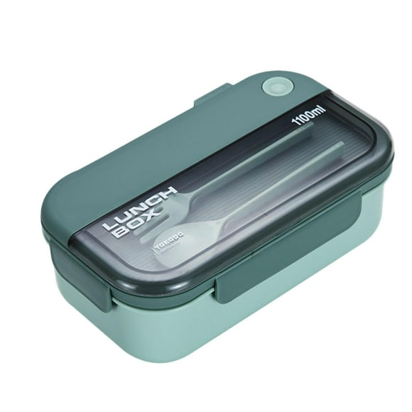 Contenant à Lunch Bento de Rangement Alimentaire pour Adultes et Enfants 1100 ml Deux Compartiments Cuillère Réutilisable Incluse Vaisselle de Lunch Durable et Portable Partageable pour l'École et le Travail