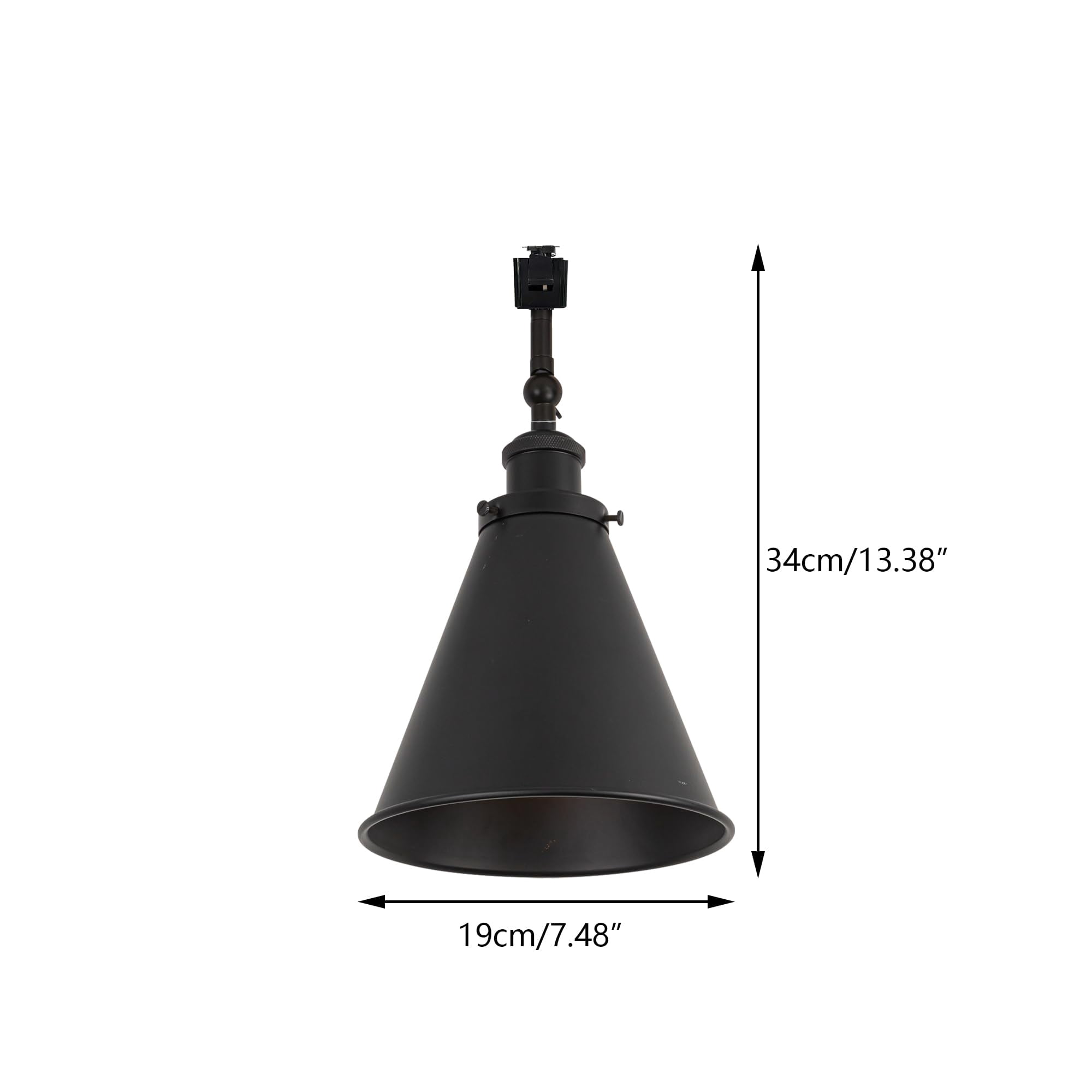 KAYYELAMP Set of Three Black Track Lamp E26 Base Metal Cone Shade Adjusted Rotated Angle J-Type Track Head Lighting Vintage Design for Wall Painting Kitchen(No Bulb, Track)