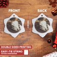 thumbnail image 3 of 3drose, Goat Skull on of White Color on a Brown Animal Hide. Large Horns, 3 inch Snowflake Porcelain Ornament, 3 of 7