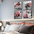 thumbnail image 3 of Pink Wall Art Bathroom Wall Decor Pink Rose Flower Pictures for Girls Bedroom Modern Canvas Prints Floral Poster Black and White Grey Love Sign Theme Paintings Artwork Makeup Home Decorations 12x12, 3 of 6
