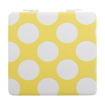 Unique Bargains 1 Pc Folding Makeup Mirror for Travel Vacation Yellow White PU ABS Glass