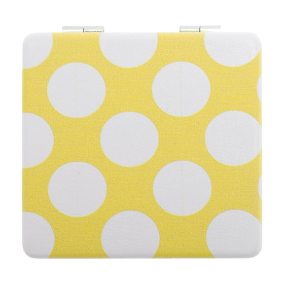 Unique Bargains 1 Pc Folding Makeup Mirror for Travel Vacation Yellow White PU ABS Glass