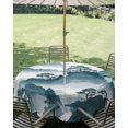 thumbnail image 3 of Outdoor Tablecloth with Umbrella Hole Zipper Teal Mountain Forest Round Tablecloth 60" Waterproof Outside Table Cloth Retro Garden Nature Landscape Patio Table Cover Tablecloths for Picnic Party, 3 of 8