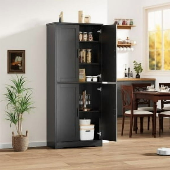 70" Tall Pantry Cabinet,Kitchen Pantry Storage Cabinets with 4 Doors and Adjustable Shelves,Pantry Storage Cabinet,Utility Hutch Cupboard for Kitchen,Dining Room,Living Room and Bathroom