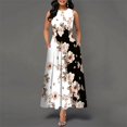 thumbnail image 1 of Vestido largo bohemio con estampado Floral para mujer, vestidos elegantes ahuecados, sexys, de cintura alta, sin mangas, para fiesta, 1 of 4
