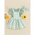 thumbnail image 5 of Jxzom Toddler Baby Girl Summer Outfits 3 6 12 18 24 Months Short Sleeve Romper + Daisy Suspender Skirt Dress + Headband Clothes Set, 5 of 8