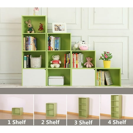 White Modular Bookcase Yosoo 3/4-Shelf Shelving Bookcase,Wooden Bookcase Stand Cube Storage Unit Bookshelf CD Display Shelving Unit free combination ()