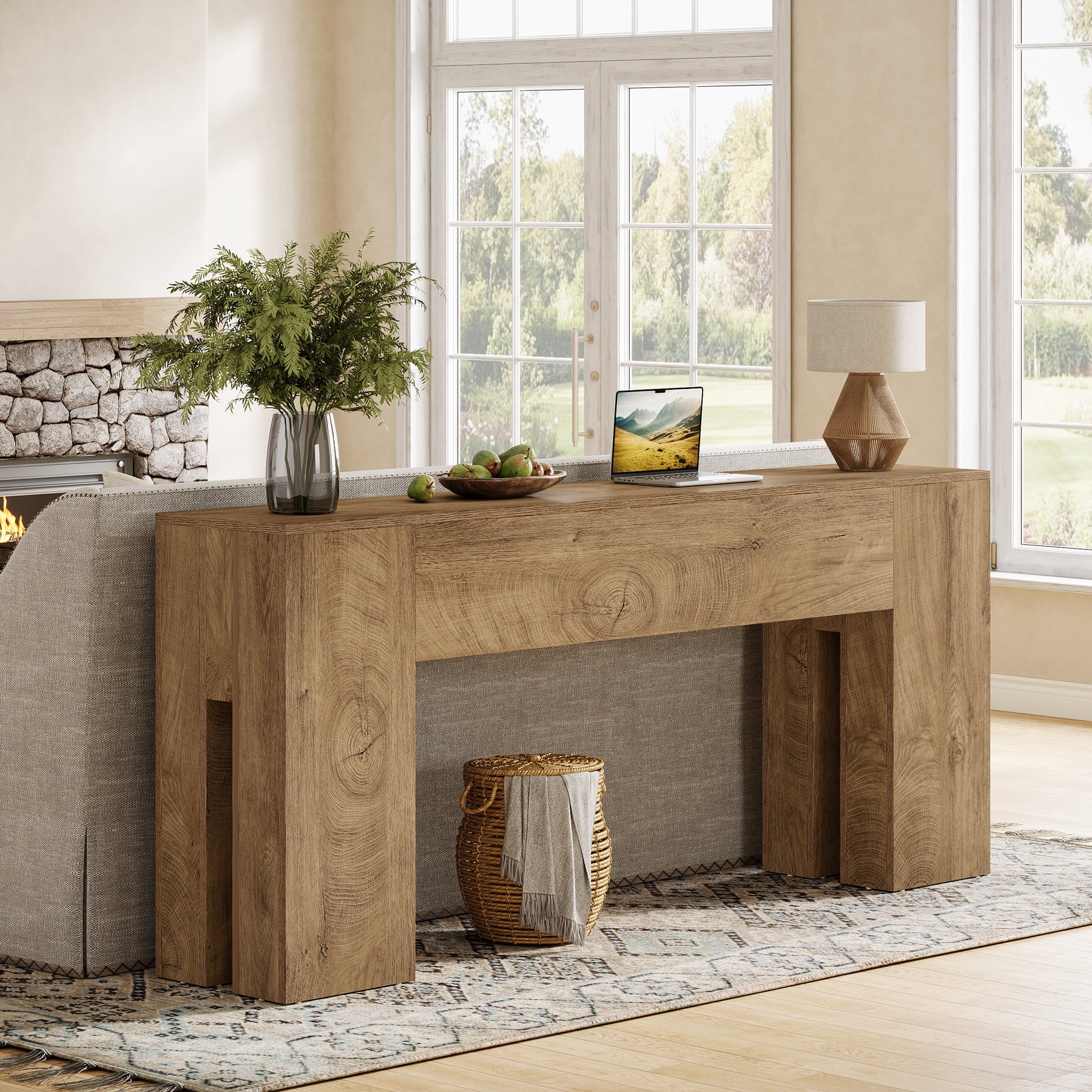 Tribesigns 71-inch Long Console Table for Entryway, Farmhouse Sofa Console Behind Couch, Entry Table for Hallway, Light Brown