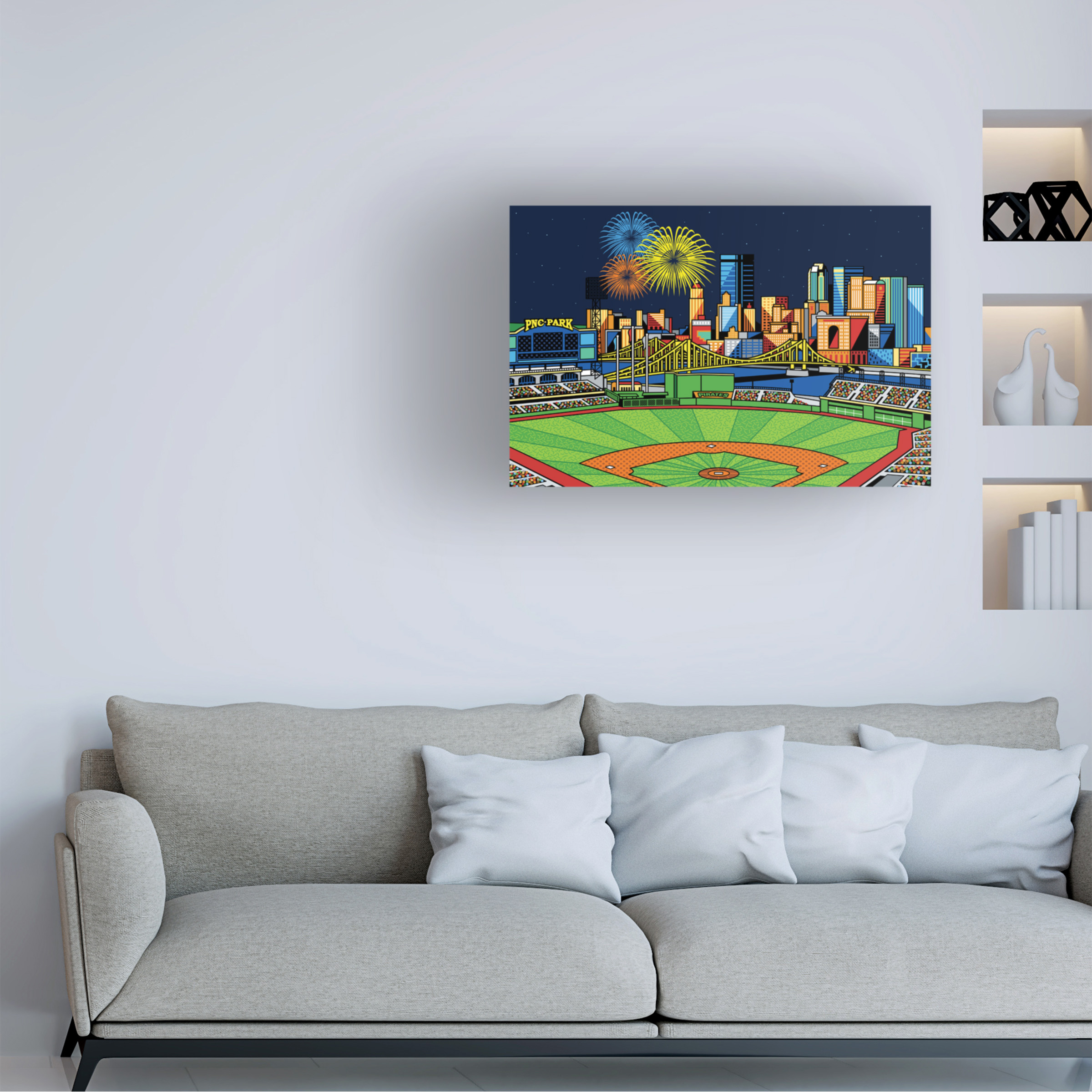 Ron Magnes 'PNC Park Fireworks Pittsburgh' Canvas Art