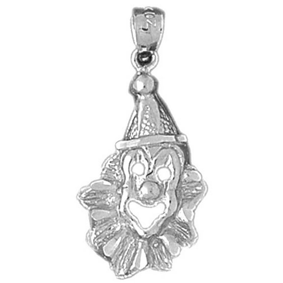 18K White Gold Clown Pendant - 28 mm