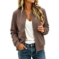 thumbnail image 2 of Guluxicc Women's Plaid Bomber Jackets Full Zipper Ribbed Cuffs Hem Long Sleeve Casual Jackets for Everyday Fall Winter, 2 of 7