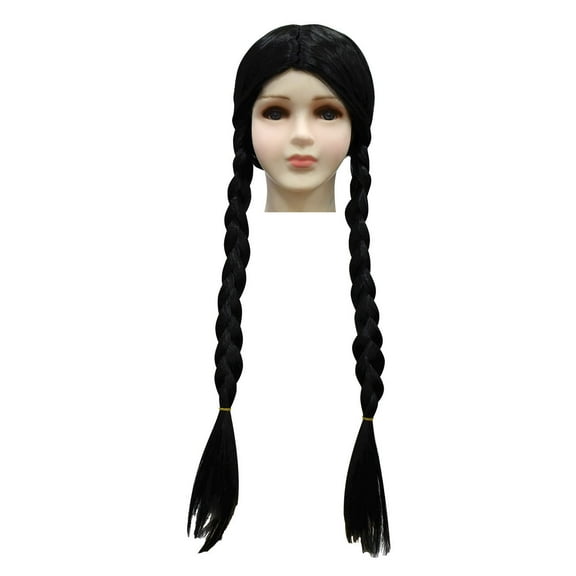 Wednesday Cosplay Wig Halloween Theme Party Accessories for Girls