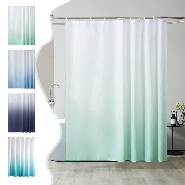 Cortina de ducha degradada | 90x180cm Poliéster | Dobladillo lastrado, impermeables y ganchos a prueba de óxido | Secado rápido, azul cielo/menta/oscuro/azul claro | Decoración elegante del baño