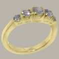 thumbnail image 2 of LBG British Made 9k Yellow Gold Natural Tanzanite Womens Anniversary Ring - 33 size options - Size 9, 2 of 6