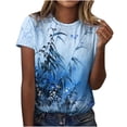thumbnail image 2 of Pompotops T-Shirt Mode Décontracté Imprimé Col Rond Manches Courtes Ample pour Femmes, 2 of 7