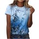 thumbnail image 2 of ICHUANYI Clearance Ladies Fashion Casual Print Round Neck Loose Short Sleeve T Shirt Top Pullover(Blue, XXL) ICHUANYI WER2023081015521, 2 of 8
