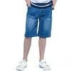 Leo&Lily Boys' Kids' Elastic Waist Regular Fit Stretch Denim Shorts Husky Jeans (Dark Blue, 5)