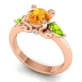 thumbnail image 2 of 2.50 Carat Round Cut Citrine & Peridot Gemstone New Three Stone Wedding Ring for her Solid 18K Rose Gold Size 7 by Diamond-Capitals, 2 of 8