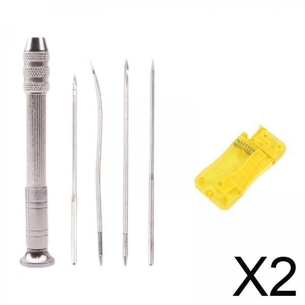 Punzón de costura para artesanía en cuero,Kit de herramientas de punzón para coser,cosido a mano,reparación de calzado,Puño de costura con enhebrador de hilo,bolsa,reparación de