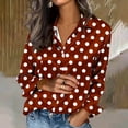 thumbnail image 2 of Ashirexll Womens Long Sleeve Tops Polka Dots Print Satin Button Front Collared Casual Style Long Sleeve Shirt Top, 2 of 5