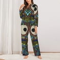 thumbnail image 2 of Bingfone Ensemble de Pyjama Boho Imprimé Hibou pour Femmes, Ensemble de Pyjama à Manches Longues - Grand, 2 of 7