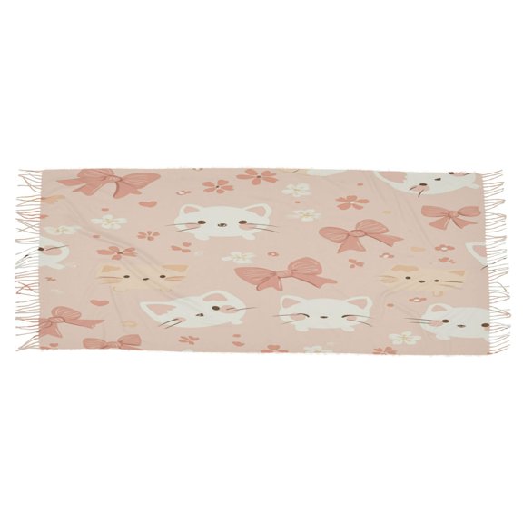 BZSMCE Women Scarf Cute Cat Bow-knot Simple Pattern Soft Warm Long Large Scarves