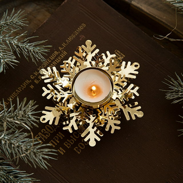 Christmas Golden Iron Candlestick Table Decoration Christmas Day Decoration Snowflake Decoration Table Arrangement