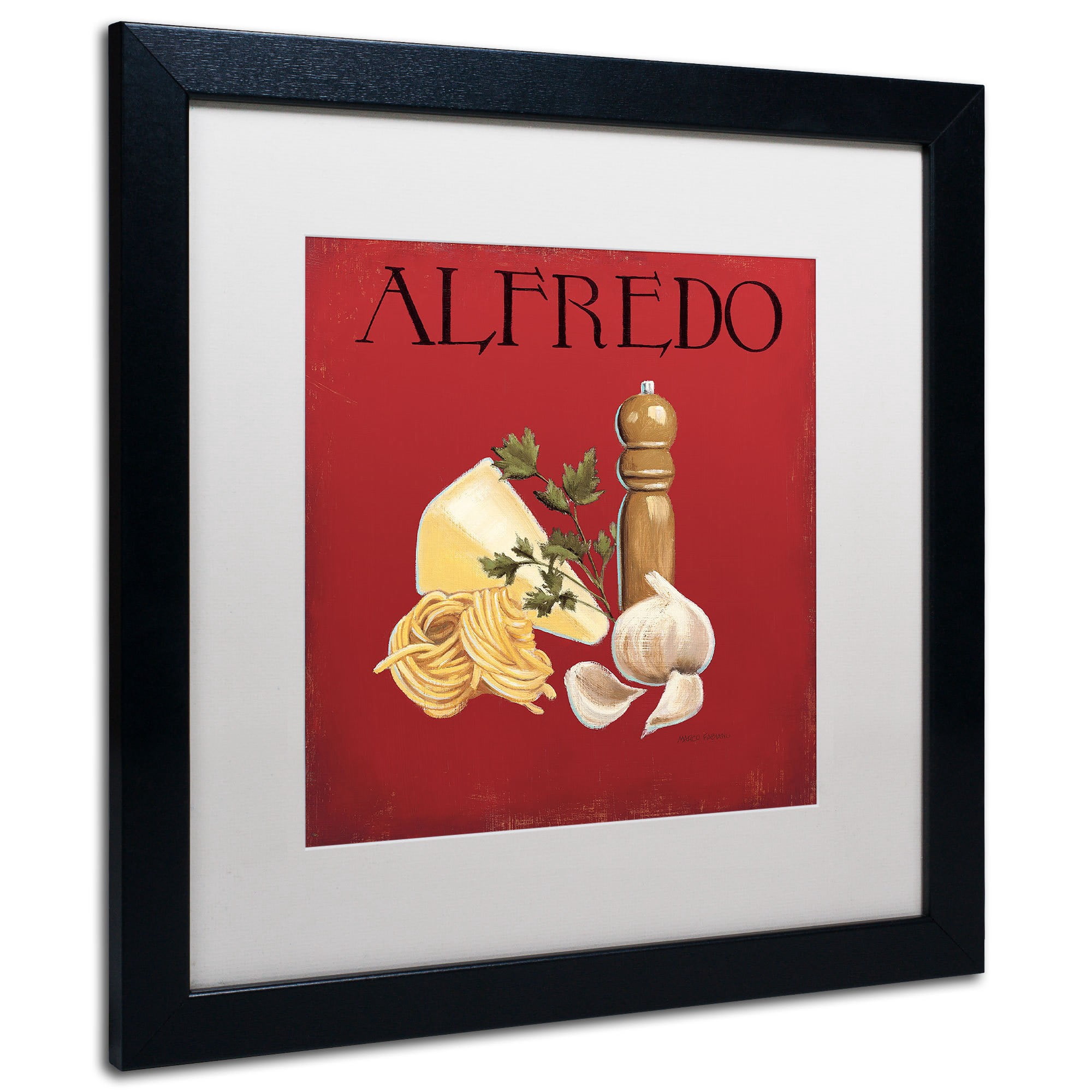 Trademark Fine Art "Italian Cuisine III" Canvas Art by Marco Fabiano White Mat, Wood Frame
