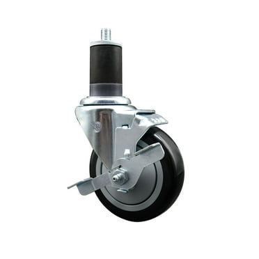 4 Inch SS Black Poly Swivel 1-5/8 Inch Expanding Stem Caster with Brake SCC
