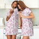 thumbnail image 4 of Fotbe Rose Flowers Bata de Dormir para Mujer con Estampado, Camisón de Algodón de Manga Corta, Ropa de Dormir Casual, 4 of 6