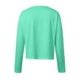 thumbnail image 5 of Arlun,2025 Fall New Cropped T Shirts for Women Crew Neck Long Sleeve Solid Color Basic Tops Loose Fit Comfortable Simple Going out Casual Tshirts Mint Green XXL, 5 of 5