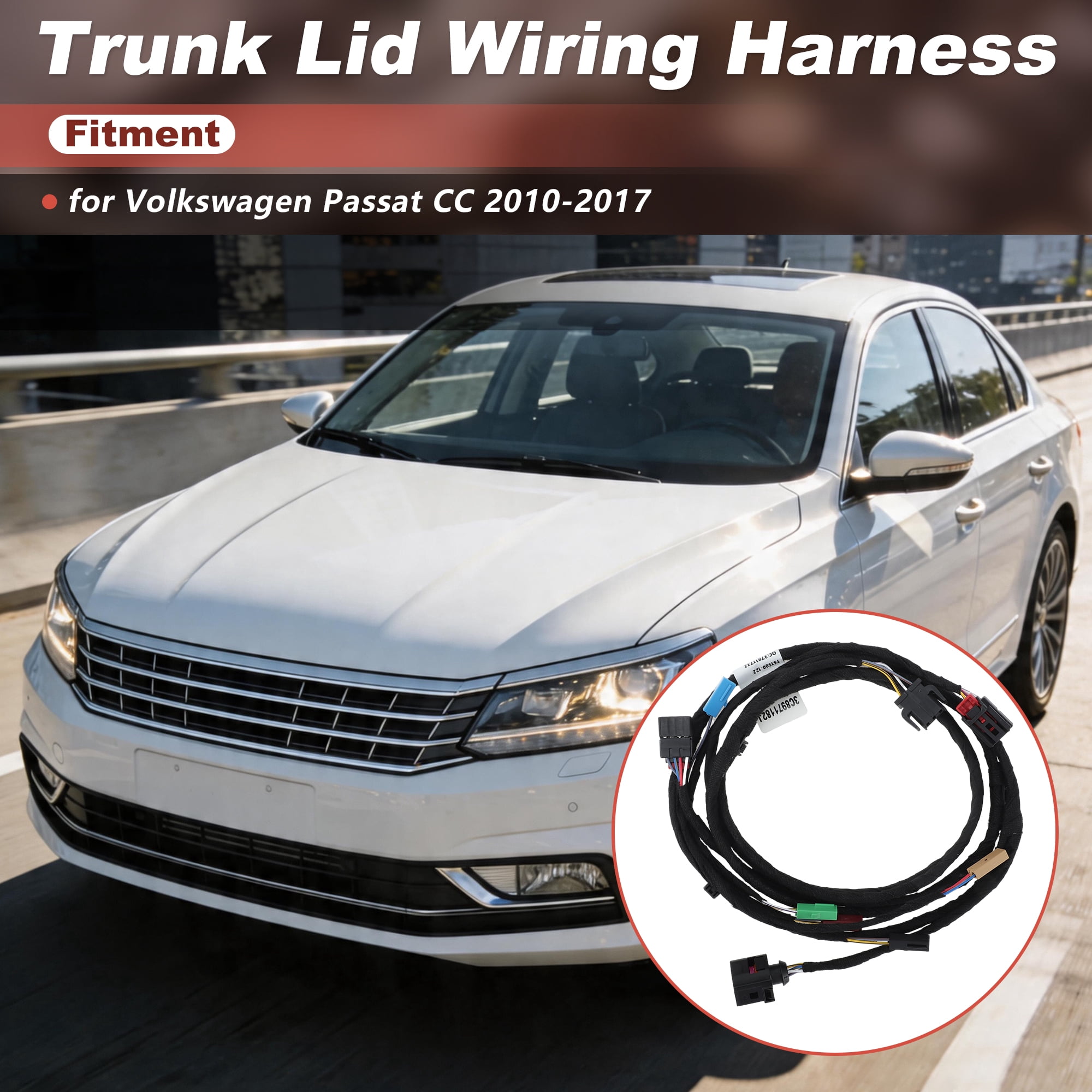 Unique Bargains Left Rear Trunk Lid Wiring Harness for VW Passat CC 2010-2017