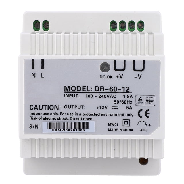 Industrial Equipment, PWM Half Bridge Working Frequency 47-63 HZ DIN-Rail Power Supply, For LED Lighting Textile Industrial Control Instrument DR-60-12