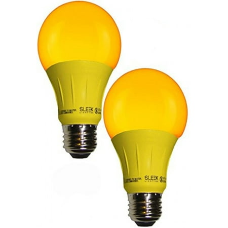 - Sleeklighting LED A19 Yellow Light Bulb, 120 Volt, 3 Watt Medium Base, UL-Listed LED bug light Bulb, Pack of 2-(lasts more than 20,000 hours)