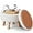 Cream, variant on Storage Ottoman, Modern Round Footrest with Soft Padded Seat, Teddy Velvet Footstool with Wood Legs, Accent Small Table or Plant Stand for Hallway, Living Room (Black)
