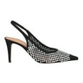 thumbnail image 2 of XYD Women Rhinestone Studs Sheer Mesh Slingback Pumps Pointed Toe Mid Thin Heels Evening Party Formal Shoes Size 4 Black, 2 of 4