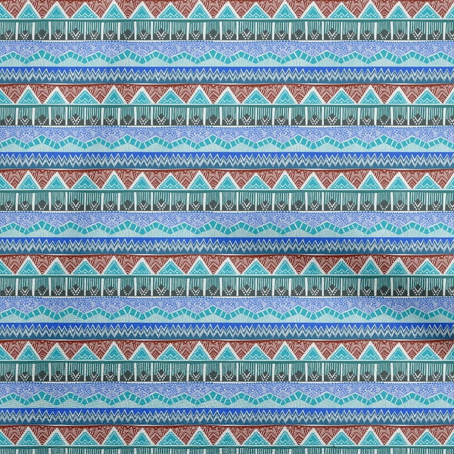 oneOone Rayon Medium Blue Fabric Tribal Sewing Material Print Fabric By The Yard 56 Inch Wide