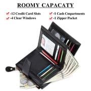 FALAN MULE Small Wallet for Women Genuine Leather Bifold Purse RFID Blocking Card Holder