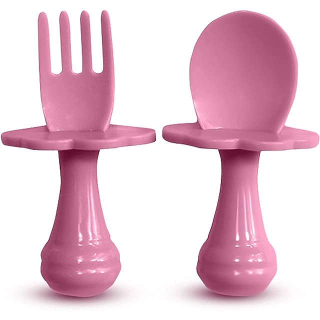 Cuchara para bebé (juego de 1, rosa)Tenedor para bebé - Cuchara y tenedor para bebé, multicolor, juego de cubiertos para animar a su bebé a comer de forma independiente, sin BPA