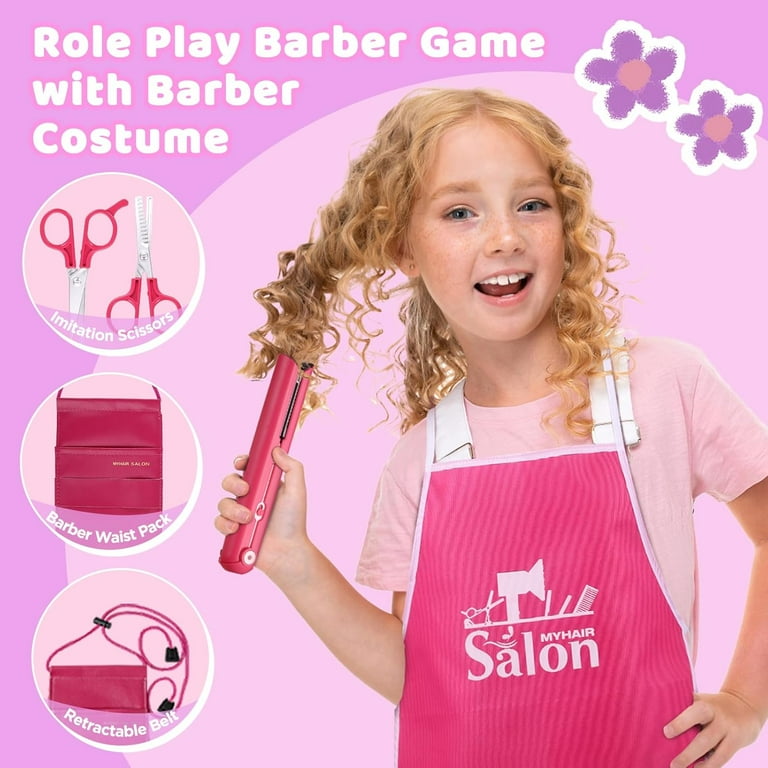 Adofi Girl Toys, 22-Piece Kids Hair Salon Set, Realistic Dryer