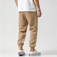thumbnail image 4 of Havenx Mens Cotton Linen Pants Elastic Waist Drawstring Trousers with Pockets Cuffed Ankles Pants Baggy Beach Lounge Relaxed Fit Casual Summer Loungewear,Brown XL, 4 of 5